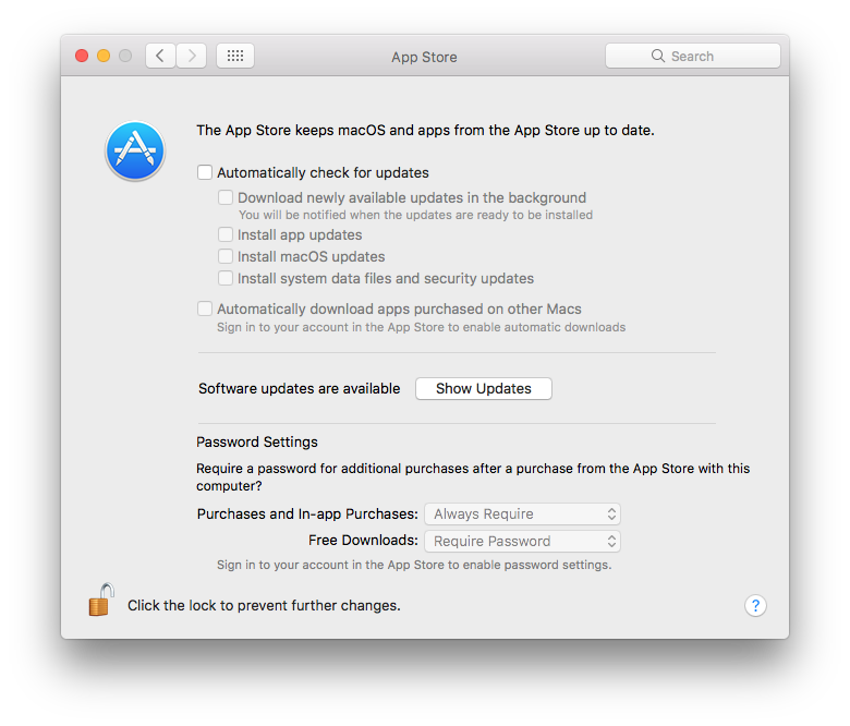 mac system preferences no software update